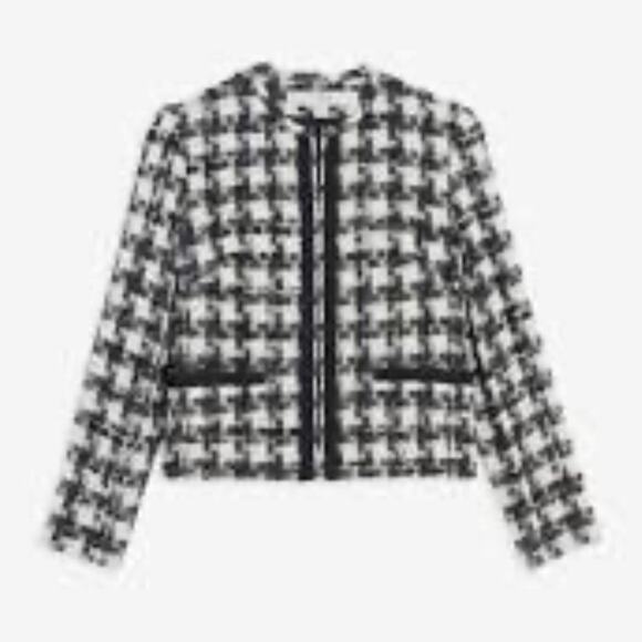 Iro Pelipa Blazer Houndstooth Tweed Open Black White Jacket Women’s Size 2 (32) - Picture 2 of 13